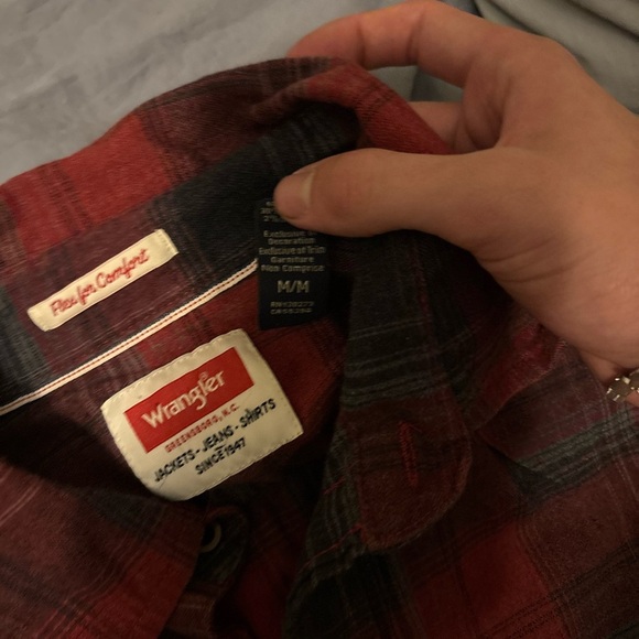 WRANGLER BUTTON FRONT WESTERN SHIRT Men's Size M Red/Black NWOT - Picture 6 of 11